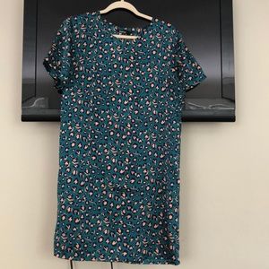 Teal leopard print dress